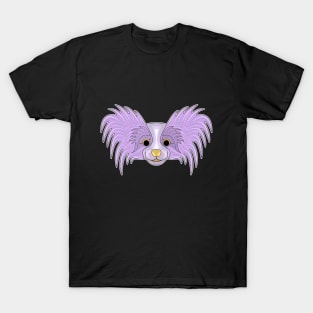 cute purple papillon dog face T-Shirt